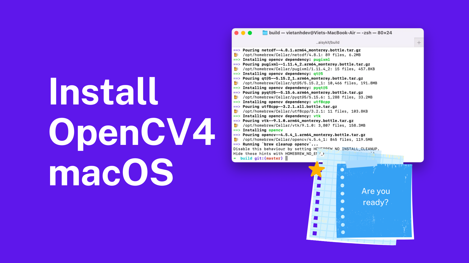 Install OpenCV 4 on macOS using Homebrew